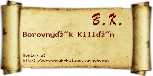 Borovnyák Kilián névjegykártya